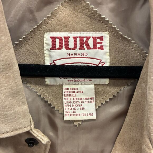 Duke Haband Leather Suede Snap Button Jacket Overcoat Men's 4XL Vintage Y2K - Picture 2 of 5
